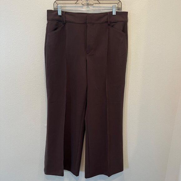 Loft Outlet High Rise Palazzo 10 Petite Wide Leg Trousers Brown Slacks Classic